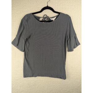 LC Lauren Conrad Black White Knit Top Womens Small Bell Sleeve Striped